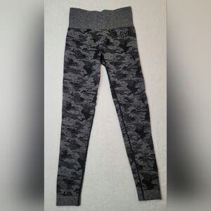 Gymshark Camo Seamless Leggings Black Heathered Sz Small? Ruched Butt High Rise